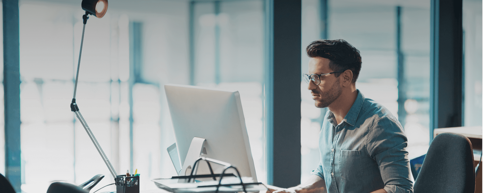 Man looking at computer