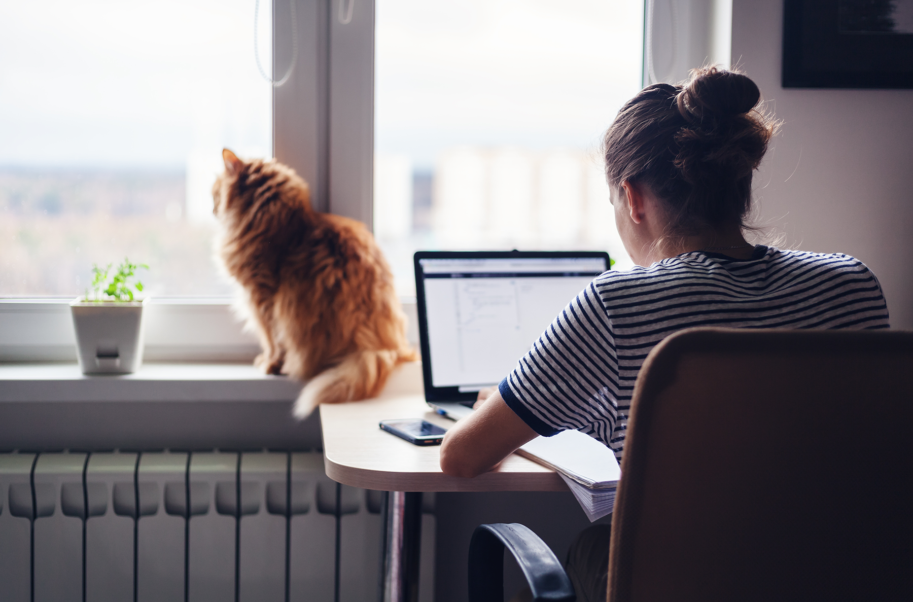 Woman working from home illustrating the cyber security risks of home working
